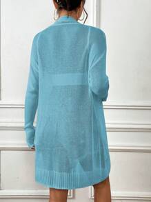 SHEIN Essnce 落肩休闲设计开衫 - 淺藍色 - 查看 2