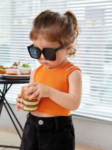 SHEIN 嬰兒鏤空背心上衣 - 橘色 - 查看 4