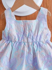 SHEIN 小女童提花花邊下擺上衣和短褲 - 彩色 - 查看 4