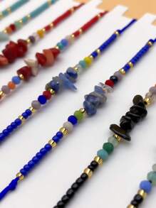 12 chiếc vòng tay chuỗi hạt đá với hạt gạo Nhật Bản - Nhiều màu - Xem 4