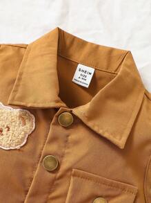 男嬰素色T恤和卡通貼布夾克背心和短褲 - 彩色 - 查看 4