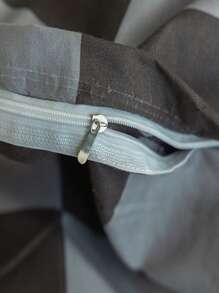 1pc Simple Black & White Grid Pattern Bedding Set, All Seasons - Multicolor - View 4