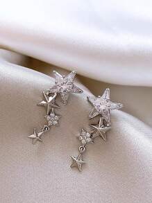 1套星形水鑽和寶石耳墜 - 銀色 - 查看 3