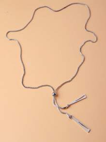 1入組時尚簡約冷風三角拉長Y套索項鍊 - 銀色 - 查看 2