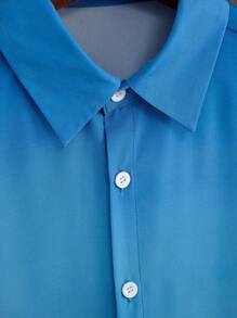 Manfinity Homme Men Casual Beach Outfits Coconut Tree Print Shirt & Shorts, Going Out - Blue and White - View 4