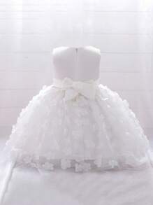 优雅薄纱蝴蝶公主裙，适合小女孩，可用于生日派对、宴会等场合，不含头饰 - 白色 - 查看 3