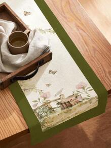 1pc Cartoon Graphic Table Runner, Modern Polyester Table Runner For Home - Multicolor - View 3