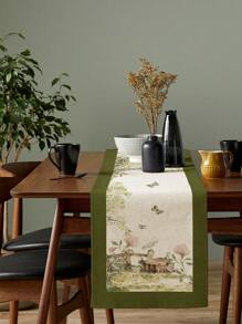 1pc Cartoon Graphic Table Runner, Modern Polyester Table Runner For Home - Multicolor - View 4