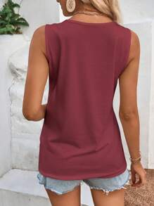 SHEIN LUNE Button Detail Tank Top - Dusty Pink - View 2