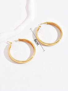 1對夏季女式Y2K朋克風格誇張圓形圈形耳環 - 金黃色 - 查看 3