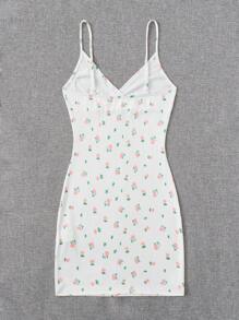 SHEIN Qutie Cottagecore Ditsy Floral Print Cami Dress - White - View 3