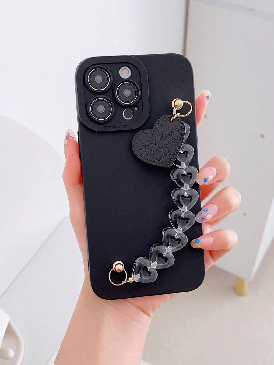 1个天使之眼TPU防震爱心挂饰手机壳，带挂绳，兼容/三星手机，国际版，非国内版 - 黑色 - 查看 1