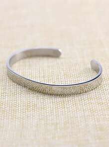 1入組女士“IamEnough”字樣不銹鋼開口手鐲送給朋友理想禮物 - 銀色 - 查看 2