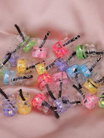 10入組混合金屬亮絲玻璃瓶吊墜適用於DIY耳環和項鏈