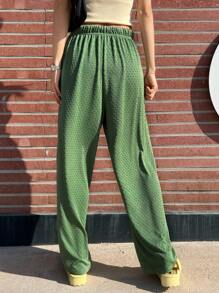 DAZY Quần nữ Dây kéo màu trơn Giải trí - màu xanh lá - Xem 2