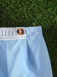 男嬰彼得潘領襯衫和拼接水溶蕾絲短褲