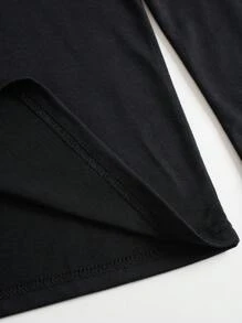 NITAGUT 男士拼接領口袋貼布POLO衫 - 黑色 - 查看 6