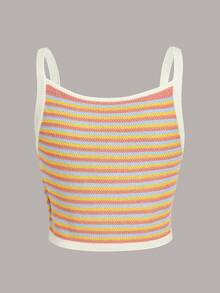 SHEIN Qutie Top tejido de tirantes con patrón de rayas - Multicolor - Ver 2