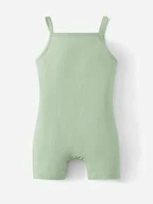 SHEIN Rompers Em bé màu trơn - Màu xanh Bạc hà - Xem 1