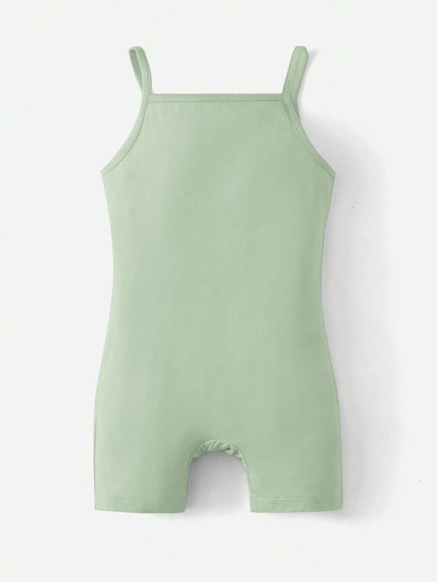 SHEIN Rompers Em bé màu trơn - Màu xanh Bạc hà - Xem 1