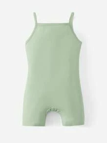 SHEIN Rompers Em bé màu trơn - Màu xanh Bạc hà - Xem 2