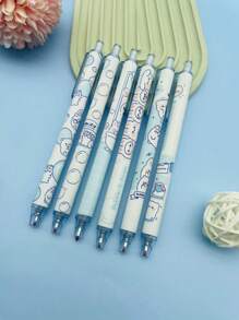 6 Chiếc Hoạt Hình Đồ Họa Báo Chí Loại Bút Gel, Dễ Thương Di Động Bút Bi Gel Dành Cho Học Sinh, Viết, Vẽ Tranh - Nhiều màu - Xem 1