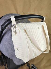 1 件绗缝涤纶妈咪尿布包、婴儿车挂袋、尿布收纳袋、日常手提包 - 米色 - 查看 3