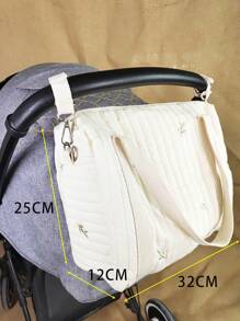 1 件绗缝涤纶妈咪尿布包、婴儿车挂袋、尿布收纳袋、日常手提包 - 米色 - 查看 4