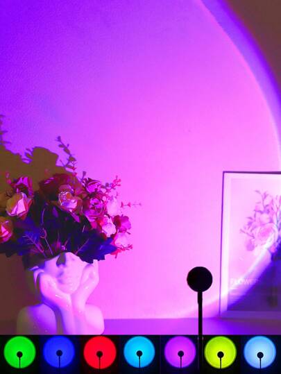 1個 マルチカラー 夕焼け 雰囲気ランプ、USB給電 調光可能 ミニ雰囲気プロジェクターライト、ライブストリーミング用の壁の装飾