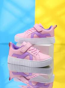 Girls Two Tone Hook-and-loop Fastener Skate Shoes