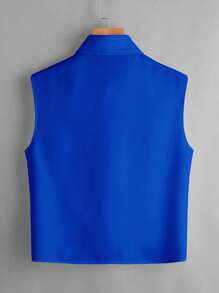 SHEIN LUNE Camisa unicolor con botón delantero sin manga - azul real - Ver 3