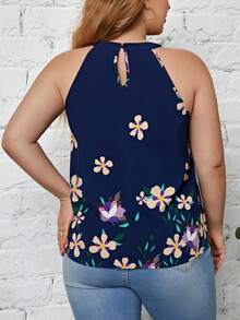 SHEIN Clasi Plus Floral Print Halter Top - Multicolor - View 2