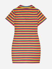 SHEIN Qutie Đầm Plus Size Thêu Gân đan sọc cầu vồng Loại bướm Gợi cảm - Nhiều màu - Xem 2