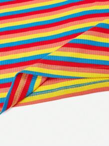 SHEIN Qutie Đầm Plus Size Thêu Gân đan sọc cầu vồng Loại bướm Gợi cảm - Nhiều màu - Xem 4