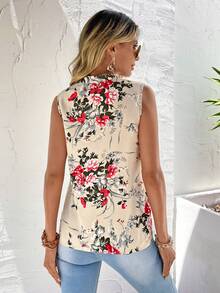 SHEIN LUNE 印花缺口領無袖襯衫 - 彩色 - 查看 2