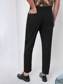Manfinity NiteLyfe Men Solid Straight Leg Trousers - Black - View 2