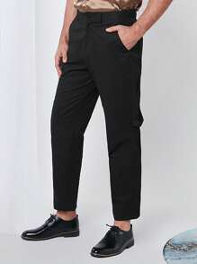 Manfinity NiteLyfe Men Solid Straight Leg Trousers - Black - View 3