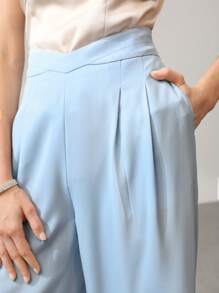 MOTF PREMIUM FLOWY WIDE DRESS TROUSERS - Baby Blue - View 3