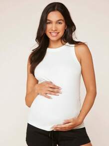 SHEIN Maternity Solid Tank Top - White - View 2