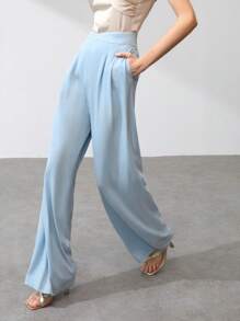 MOTF PREMIUM FLOWY WIDE DRESS TROUSERS - Baby Blue - View 5