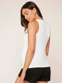 SHEIN Maternity Solid Tank Top - White - View 3