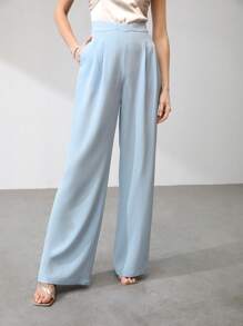 MOTF PREMIUM FLOWY WIDE DRESS TROUSERS - Baby Blue - View 6