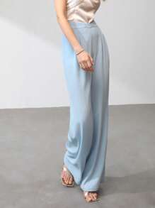 MOTF PREMIUM FLOWY WIDE DRESS TROUSERS - Baby Blue - View 8