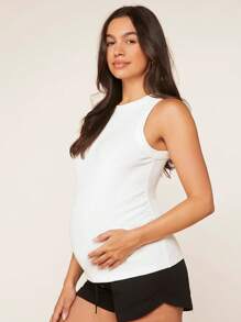 SHEIN Maternity Solid Tank Top - White - View 6