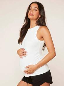 SHEIN Maternity Solid Tank Top - White - View 7