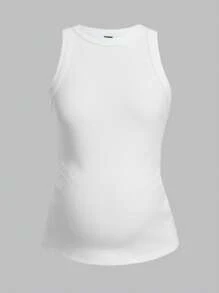 SHEIN Maternity Solid Tank Top - White - View 8