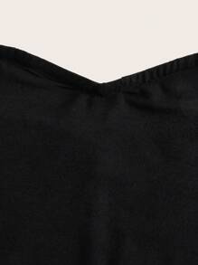 SHEIN EZwear 素色抹胸緊身連體褲 - 黑色 - 查看 4