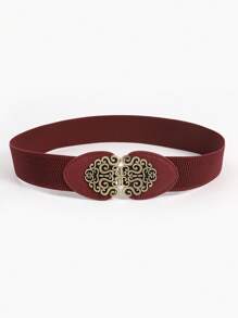 波西米亚风 1 件装 女士对称扣时尚弹力腰带 适用于万圣节夏季、秋季、万圣节服饰装饰 - 酒紅色 - 查看 1