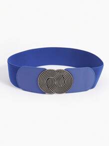 1入組女士對稱扣時尚鬆緊腰帶適用於衣物裝飾 - 藍色 - 查看 1