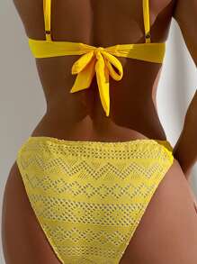 Hollow Out Bikini Bottom - Yellow - View 2